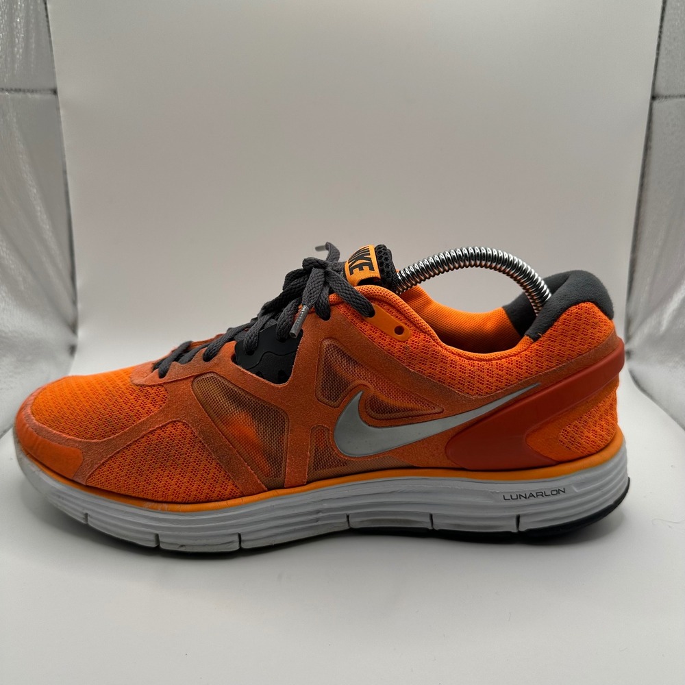 Nike LunarGlide+ 3 Running Shoes Mens 9 Orange Good 454164-800 Lunarlon Mesh
